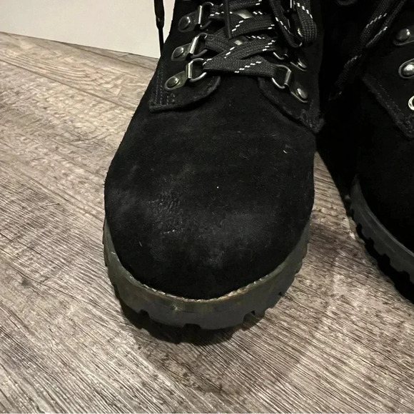 Bohme Winter Booties Sherpa Black Suede lace up fleece lined size 10 warm shoe - Picture 12 of 13